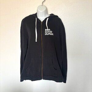 Pre-Loved "Be a Good Human" black zip up hoodie, size XL